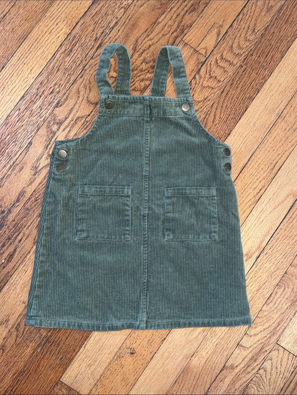 Btween Girls Olive Green Corduroy Overall Dress with Pockets Size 5